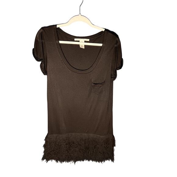 Diane von Furstenberg LBD Sheer Short Sleeves with Feather Bottom Details Small - Picture 2 of 10